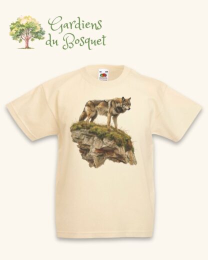 T-shirt enfant naturel loup sauvage
