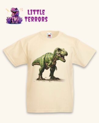 T-shirt enfant naturel tyrannosaure vert